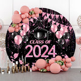 Allenjoy Black Pink Balloon Class Of 2023 Round Grad Backdrop