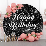 Allenjoy Black Sequin Bokeh Sparkling Round Birthday Backdrop