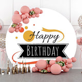 Allenjoy Black Sign Golden Dots Round Happy Birthday Backdrop