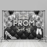 Allenjoy Black Silver Balloons High Heels Graduation Backdrop