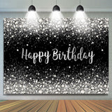 Allenjoy Black Silver Bokeh Diamond Glitter Birthday Backdrop