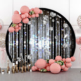 Allenjoy Black Silver Diamonds Dance Party Round Backdrop