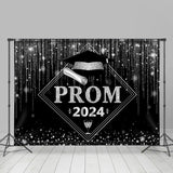 Allenjoy Black Silver Diamonds Girls Graduation Prom Backdrop