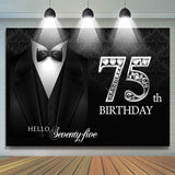 Allenjoy Black Suit Elegant Hello 75Th Birthday Backdrop