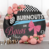 Allenjoy Black Tyre Burnouts Gender Reveal Round Backdrop