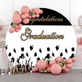 Allenjoy Black White Congrats Grad Party Circle Backdrop