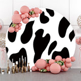 Allenjoy Black White Cow Pattern Round Birthday Party Backdrop