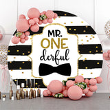 Allenjoy Black White Stripes Round 1St Birthday Backdrop