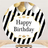 Allenjoy Black White Stripes Round Balloons Birthday Backdrop