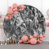 Allenjoy Black White Weathered Rock Round Birthday Backdrop