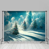 Allenjoy Blue Abstract Painting Sky Trees Christmas Backdrop