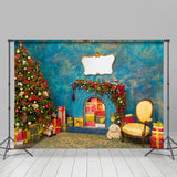 Allenjoy Blue Abstract Wall Gifts Tree Christmas Backdrop