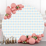 Allenjoy Blue And Grey Pattern Round Birthday Party Backdrop