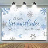 Allenjoy Blue And Grey Snowflake Winter Baby Shower Backdrop