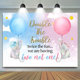 Allenjoy Blue And Pink Elephant Twins Baby Shower Backdrop