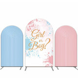 Allenjoy Blue And Pink Texture Gender Reveal Arch Backdrop Kit