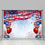 Allenjoy Blue And Red American Flog With Ballons Backdrop