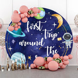 Allenjoy Blue Astronanut Galaxy Round 1St Birthday Backdrop