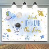 Allenjoy Blue Astronaut Stars Planet 4Th Birthday Backdrop