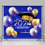 Allenjoy Blue Balloons Class Of Glitter Graduation Backdrop