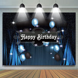 Allenjoy Blue Black Balloon Curtain Happy Birthday Backdrop