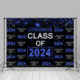 Allenjoy Blue Black Repeat Congrats Grad Graduation Backdrop