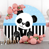 Allenjoy Blue Black White Panda Round Baby Shower Backdrop