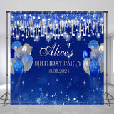 Allenjoy Blue Bokeh Glitter Balloon Custom Birthday Backdrop