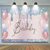 Allenjoy Blue Bokeh Glitter Pink Balloons Birthday Backdrop