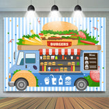 Allenjoy Blue Burgers Truck Theme Birthday Backdrop For Boys