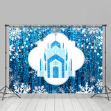 Allenjoy Blue Castle And White Snowflake Christmas Backdrop