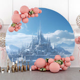 Allenjoy Blue Castle Iceland Cloud Round Birthday Backdrop