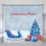 Allenjoy Blue Christmas Tree Sleigh Custom Party Backdrop