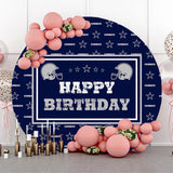 Allenjoy Blue Cowboys Star Happy Birthday Round Backdrop