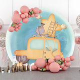 Allenjoy Blue Fairy Tale Car Star Bee Round Birthday Backdrop