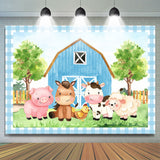 Allenjoy Blue Farm Cartoon Animal Photo Background For Children