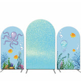 Allenjoy Blue Glitter Seaworld Birthday Party Arch Backdrop Kit