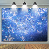 Allenjoy Blue Glitter Stars Bokeh Happy Birthday Backdrop