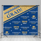 Allenjoy Blue Golden Congrats Grad Repeat Graduation Backdrop