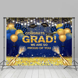 Allenjoy Blue Golden Diamond Champagne Graduation Backdrop