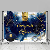 Allenjoy Blue Golden Police Hat Handcuffs Graduation Backdrop