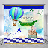 Allenjoy Blue Hot Air Balloon Custom Baby Shower Backdrop