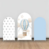 Allenjoy Blue Hot Air Balloon Silver Stars Arch Backdrop Kit