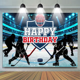 Allenjoy Blue Light Ice Hockey Birthday Backdrop Boy