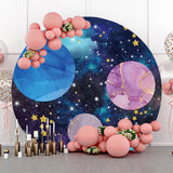 Allenjoy Blue Marble Texture Galaxy Round Birthday Backdrop