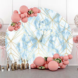 Allenjoy Blue Marble Texture Golden Round Birthday Backdrop