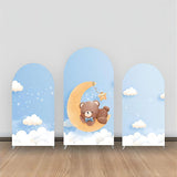 Allenjoy Blue Moon Clouds Bear Baby Shower Arch Backdrop Kit