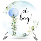 Allenjoy Blue Moon Oh Boy Round Baby Shower Decoration Backdrop