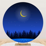 Allenjoy Blue Night Sky And Moon Round Backdrop For Birthday