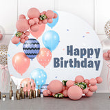 Allenjoy Blue Pink Balloon Birthday Party Round Backdrop